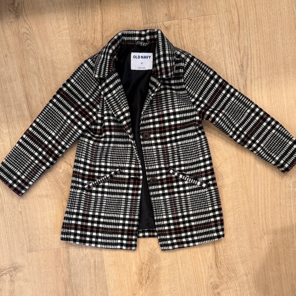 Old Navy Kids Checkered Blazer - Black, White, and Red